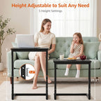 Adjustable C Side Table - End Table Living Room Bedroom Indoor Small C Shaped Couch Tray Desk, Black