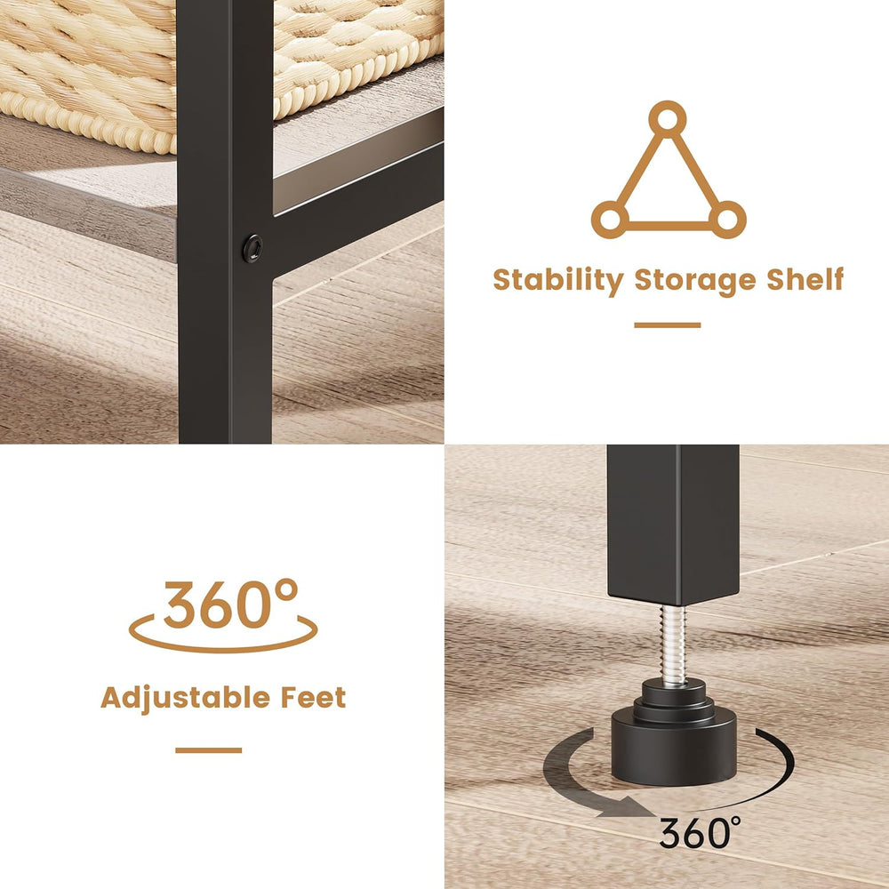 Asgolion Small Grey Side Table, Tall End Table with Adjustable Shelf for Livi...