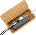 Delamu Handmade Rattan Small Cable Management Box, Cord Organizer with 2 Open Slots, Desk Cord Box Hider for Computer Router USB Hub Power Strip, 12.5" Lx 5.1" Wx 5.1" H, Natural