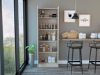 Modern Kitchen Pantry, Beige Storage Cabinet with 5 Shelves & Double Door, Easy to Maintain, for Dining Room