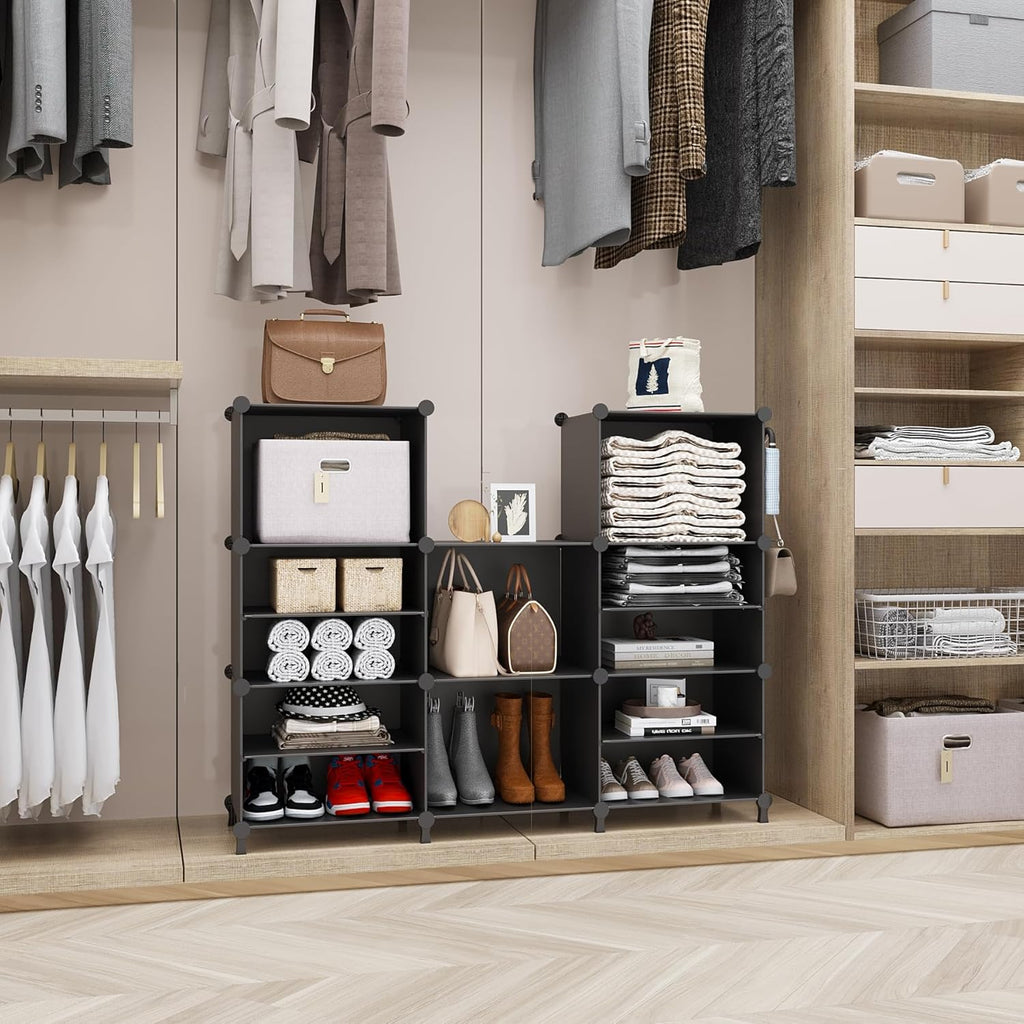 AWTATOS Closet Organizer, 8 Cube Closet Organizers and Storage, Closet Storage Shelves, Clothes Storage Organizers for Closet Bedroom Living Room Office Black