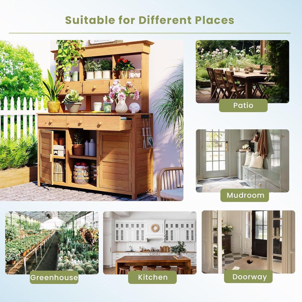 66" Durable Fir Wood Freestanding Storage Chest, Accent Cabinets with Mu...