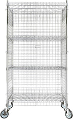 24"x36"x70" Metal Wire Chrome Security Heavy Duty Commercial NSF Certified Storage Unit | Mobile Wire Security Cage Kit