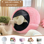 MEGO 5FT Fluffy Faux Fur Giant Bean Bag Chair Cover (No Filler), Soft Comfy Stuffed Animal Storage Cover for Adults Kids, Lazy Sofa Bed Beanbag Cover for Living Room Bedroom Decor, Anti-Slip, Pink
