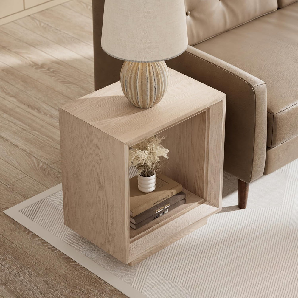COZAYH Farmhouse End Table, Open Cube Accent Table with Geometric Frame, Mode...
