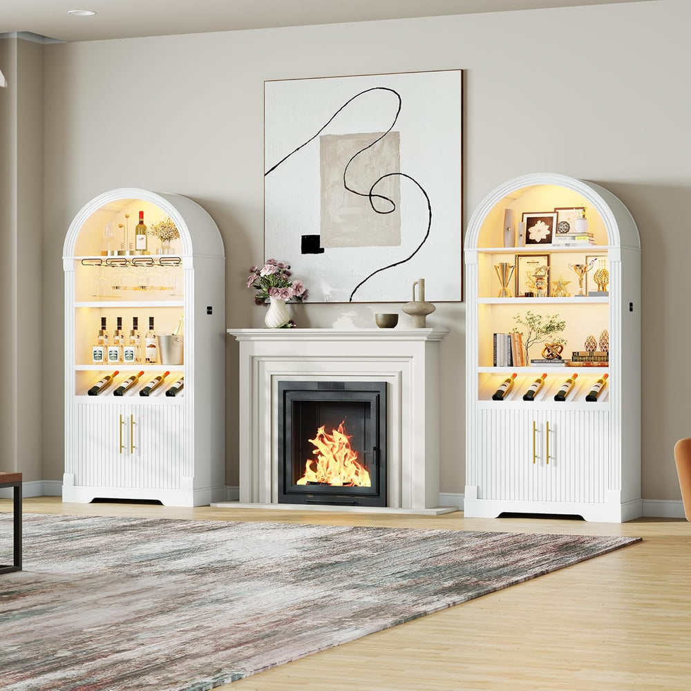 Vlsrka Arched Cabinet, Kitchen Pantry Cabinets with Open & Adjustable She...
