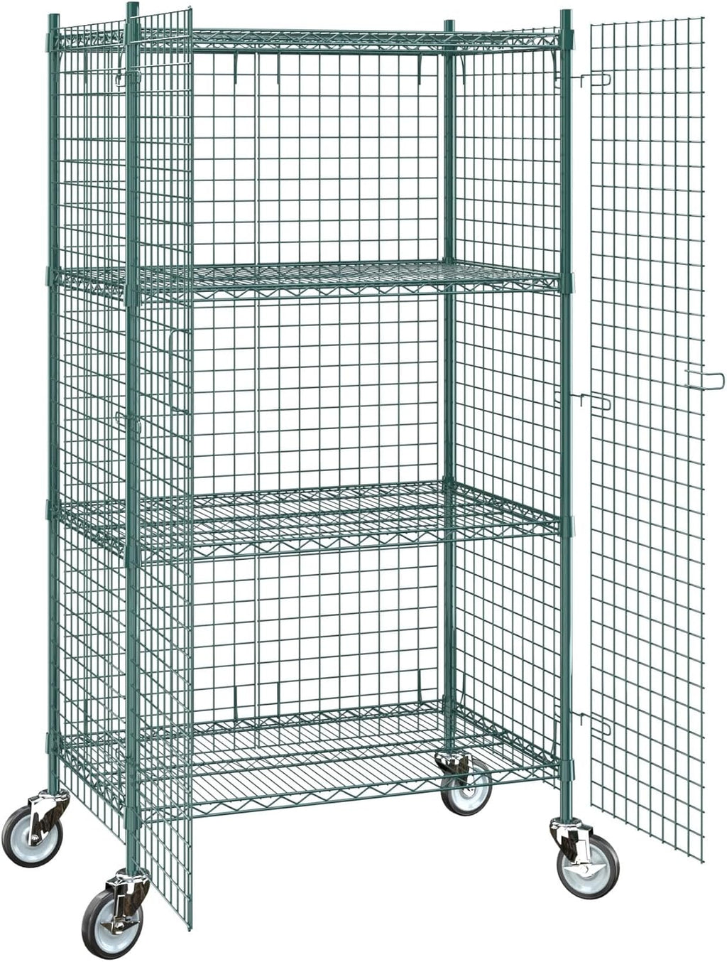 24"x36"x70" Metal Wire Green Security Heavy Duty Commercial NSF Certified Storage Unit | Mobile Wire Security Cage Kit