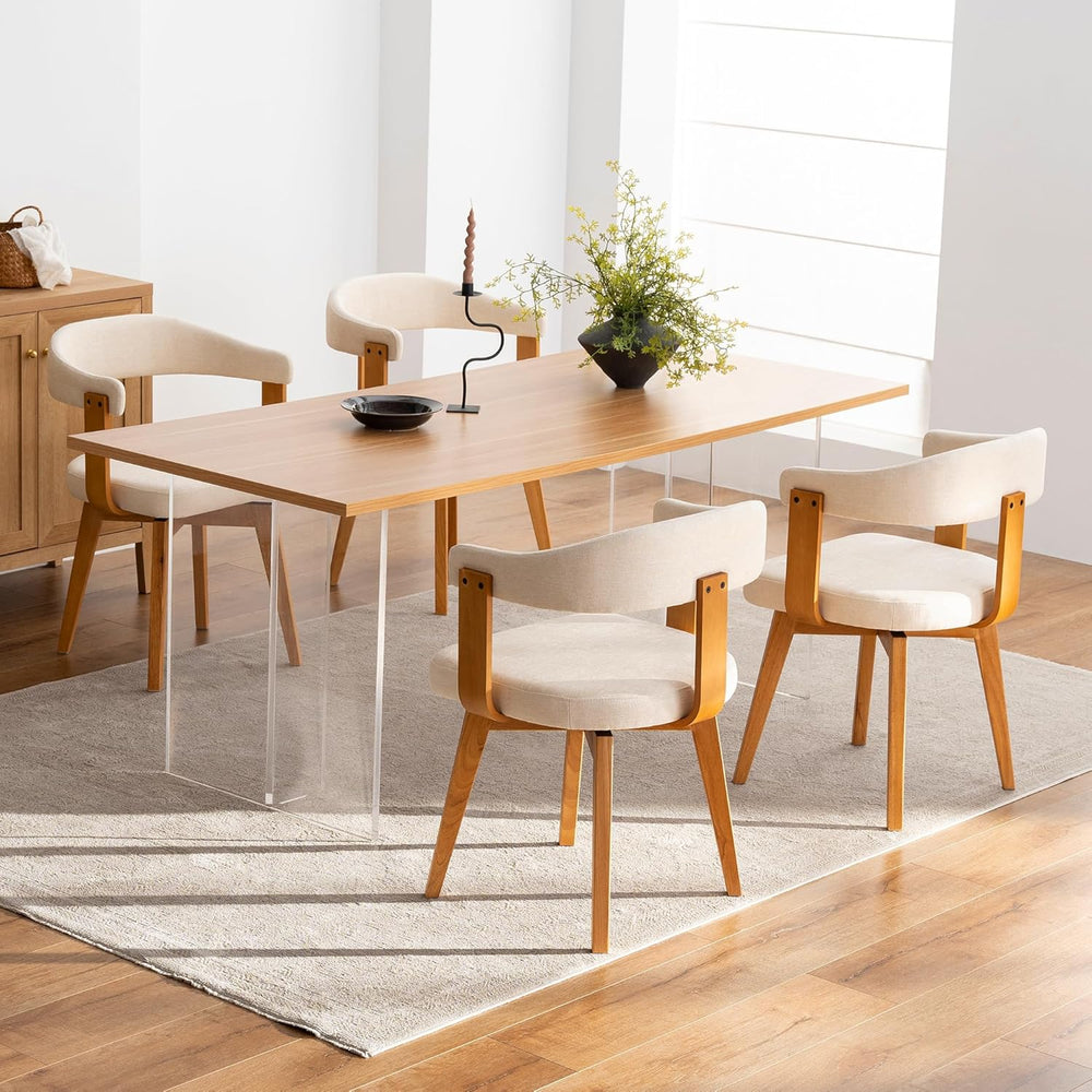 EYYTHUNG Swivel Dining Chairs Set of 2, Mid Century Modern Chenille Dining Ch...