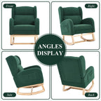 NIOIIKIT Nursery Rocking Chair with Footrest, Teddy Upholstered Glider Chair, Rocker Nursery Chair with Side Pocket, Glider Rocker, Accent Reading Chair for Living Room (Green)