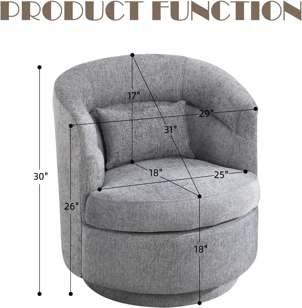 CANMOV Swivel Accent Chair, 360 Degree Round Swivel Barrel Chair with Pillow,...