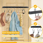 Hat Rack Closet Storage Wall: 12 Adjustable Stainless Steel Clips and 17 Inch Hat Holder - Hat Hanger Display Space Saving - Tie Belt Hanger for Closet Storage Solution - 2 Pack