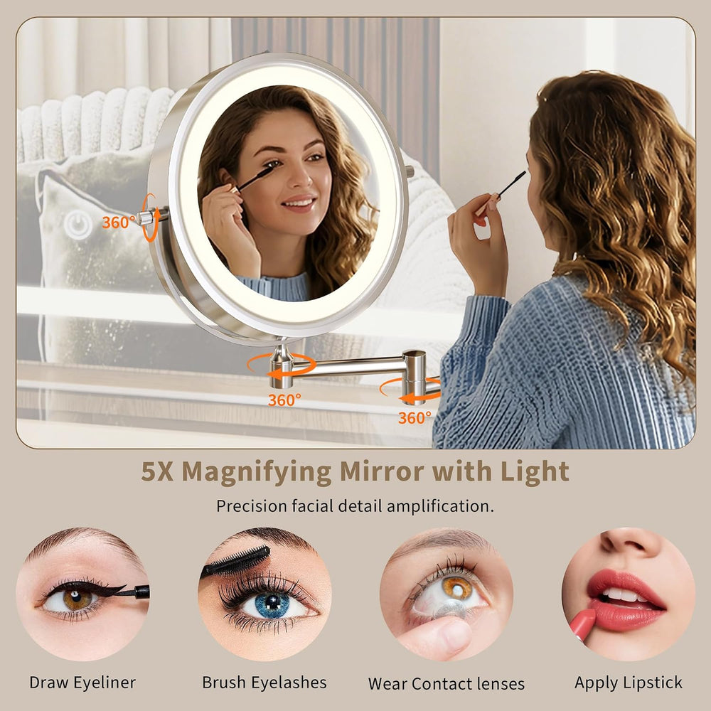 iPormis Makeup Vanity Desk with HD & 5X Mirror and Lights, 47 inch Make u...