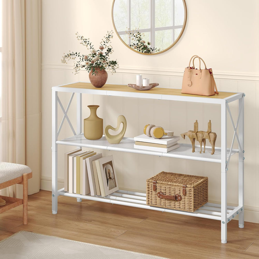 Hoctieon Industrial Console Table, 3 Tier Entryway Tables, Hallway Desk, Narr...