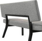 Armen Living Channell Mid Century Modern 5 Piece Black Wood Dining Table Set with Benches in Charcoal Fabric
