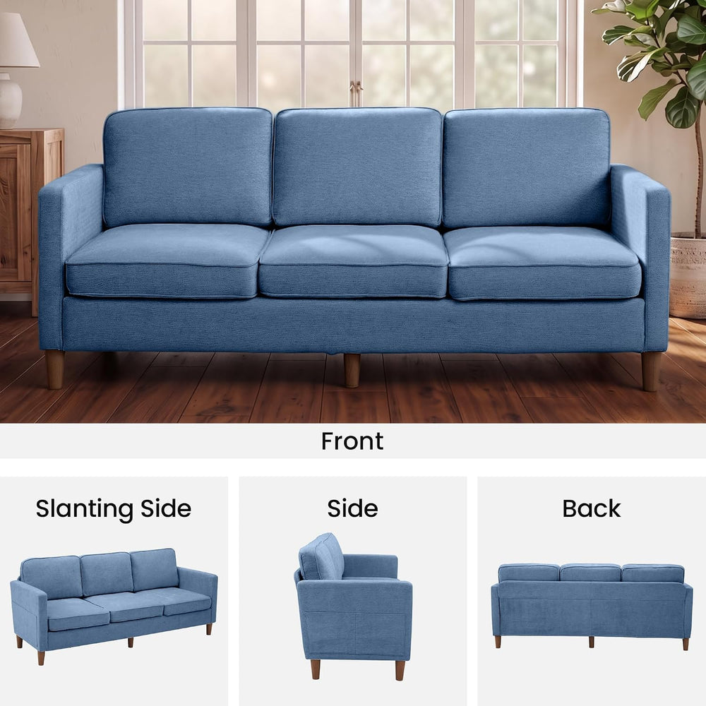 80" Chenille Sofa Mid Century Modern 3 Seater Couch for Living Room Office