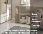 32-Inch 2-Tier Metal Bookcase, Open Shelf Storage Organizer for Living Room, Bedroom, Side Table or Nightstand Use, Modern DIY Assembly, Taupe