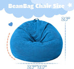 HABUTWAY 2 FT Bean Bag Chair,Giant Bean Bag Chairs,Big Bean Bags with Memory Foam Filled, Large Beanbag Chairs with Soft Corduroy Cover-Blue