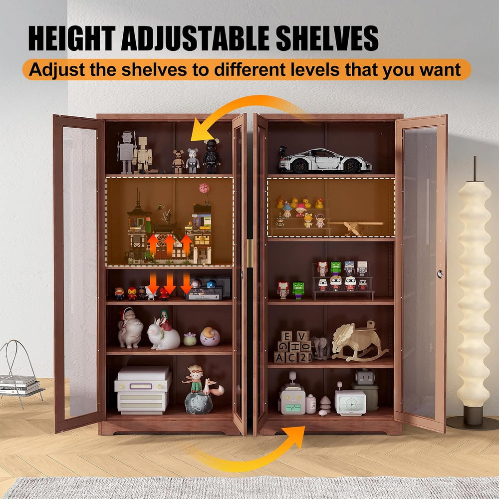 71" Display Cabinet, Metal Kitchen Storage Cabinet, Curio Display Case w...