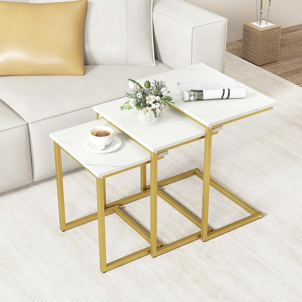 GOFLAME Nesting Coffee Tables Set of 3, Rectangular Nesting Center Table with...