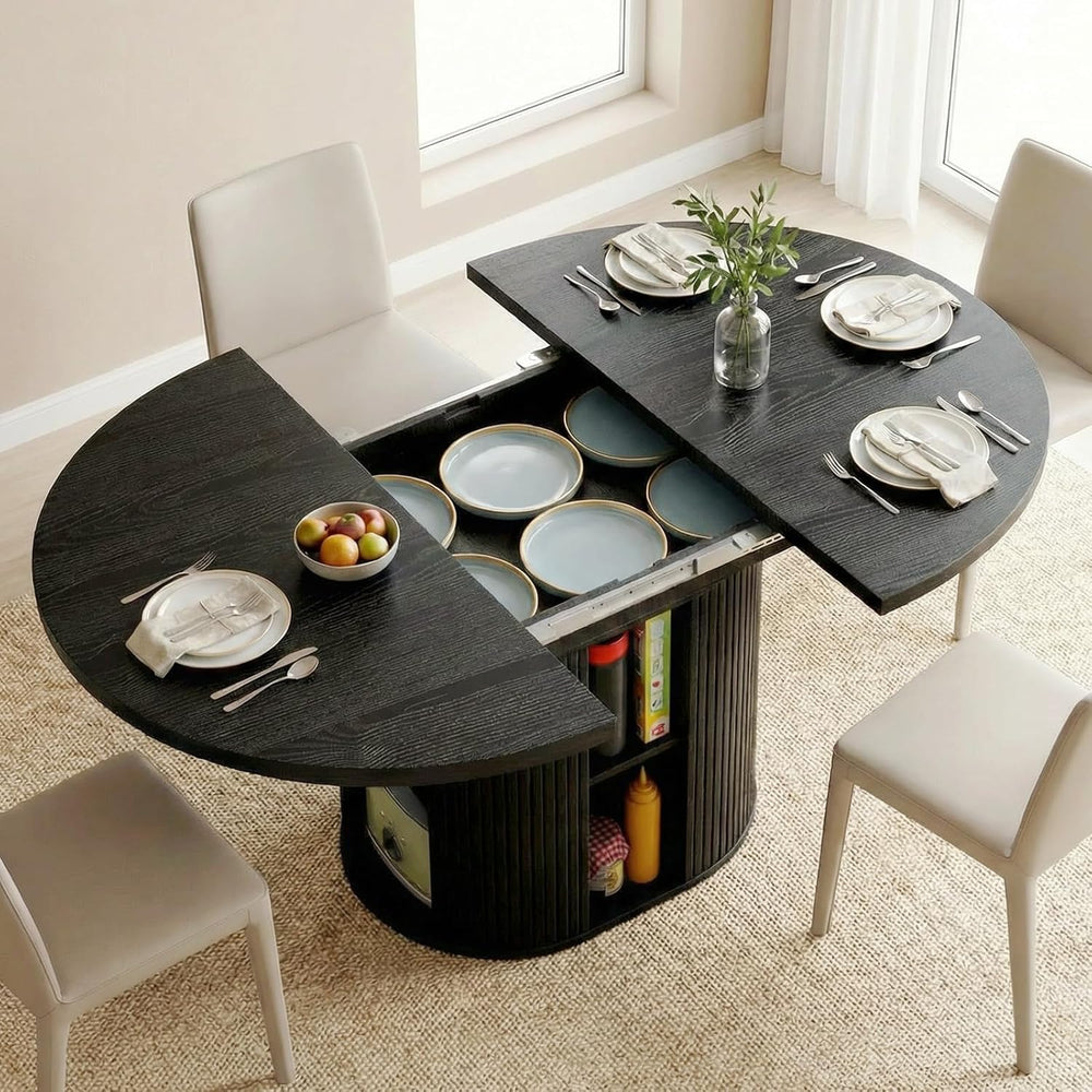 43.3''–59'' Extendable Round Dining Table for 4–8, Modern Woo...