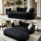 78" Sleeper Sofa Couch Bed Queen Size, 4-in-1 Pull Out Futon Couch, Black | No Assemble Foldable Corduroy Futon, Pull Out Couch 2 Pillows, Boneless Compressed Sofa for Living Room Small Spaces