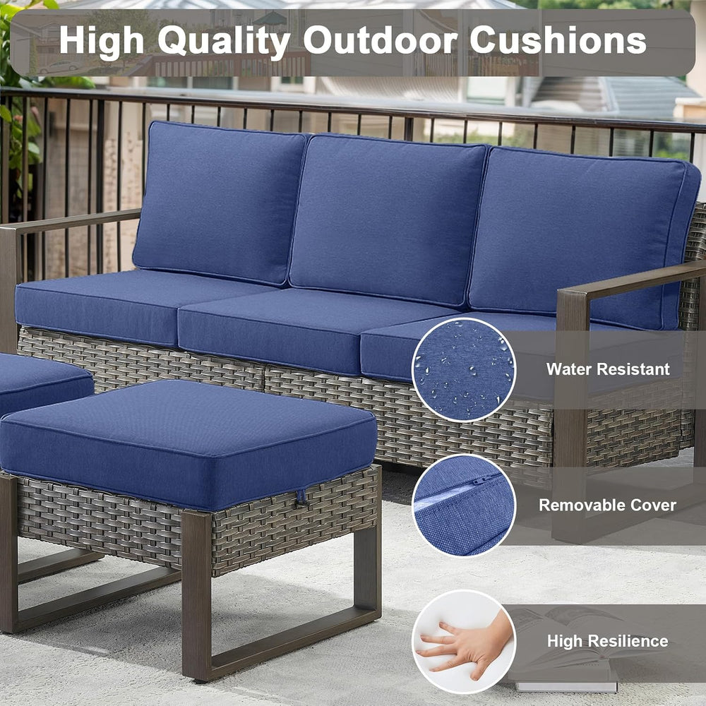 Belord Outdoor Ottomans for Patio - 250 LBS Weight Capacity Wicker Foot Rest ...