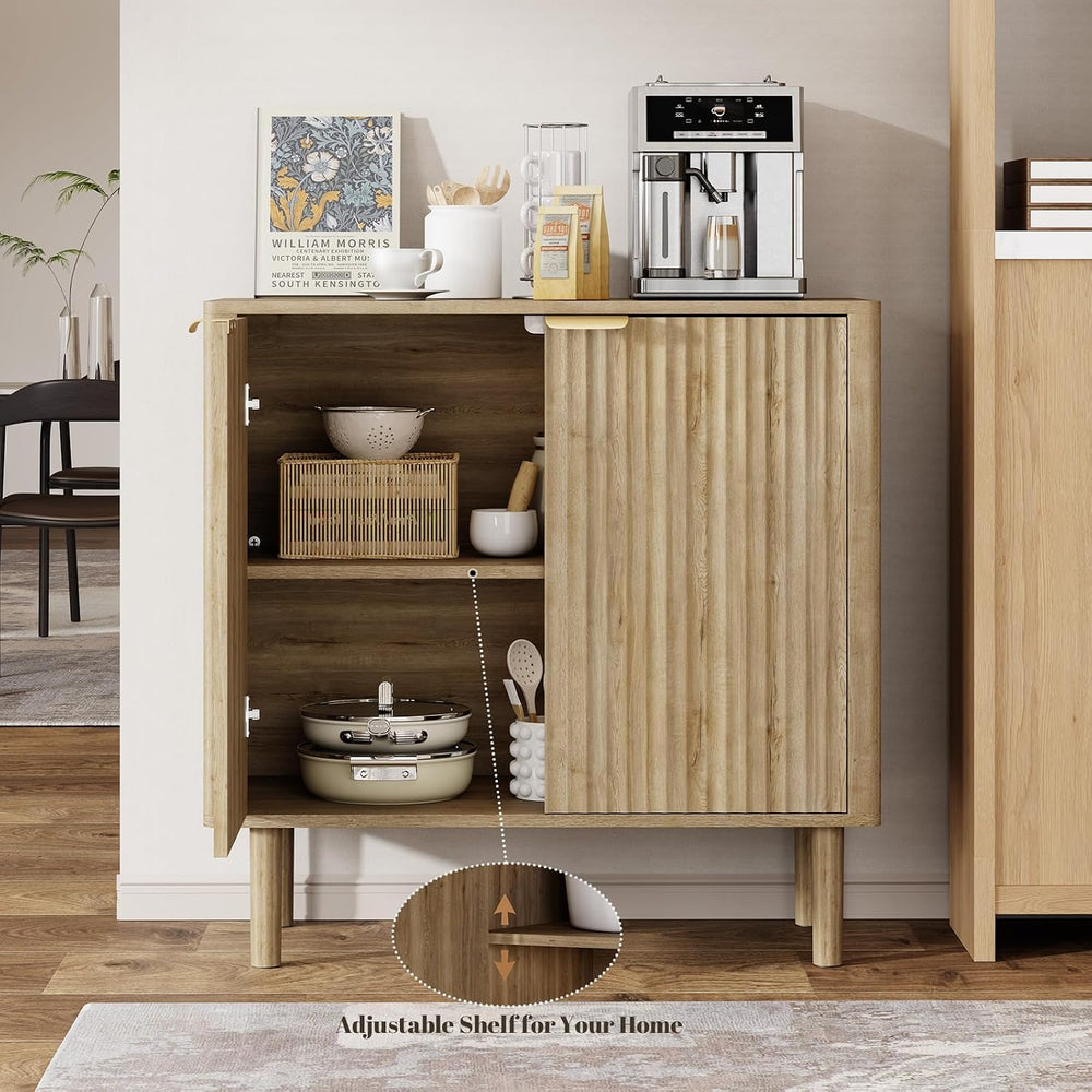 IKALIFE Sideboard Buffet Cabinet with Storage 31.5"(2pcs) Oak