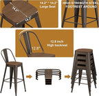 Andeworld Metal Bar Stools Set of 4, 30 inch Bar Height Barstools with Backs Farmhouse Modern High Back Bar Stools with Larger Seat Kitchen Dining Bar Chairs,Rusty