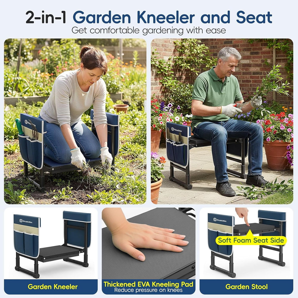 Housolution Garden Kneeler and Seat with Anti-Tipping Extendable Legs