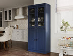 Palace Imports 100% Solid Wood 32"" Pantry Cabinet with Raised Panel, Clear Glass Doors & Adjustable Shelves