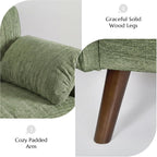 Modern Oversized Accent Reading Chair for Living Room, 43", Chenille, Green | Piping Single Armchair with Quilting Backrest, Padded Arms, Wood Legs for Bedroom, Office, Reception Area