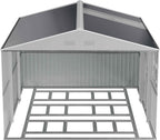 Metal shed 12x10 FT with Floor Kit, Outdoor Storage, Heavy-Duty Garden Sheds with Customizable Skylight & Reinforced Steel Frame, Weatherproof Galvanized Tool Tiny House for Backyard, Patio, and Lawn
