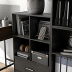 Homes: Inside + Out Apexa 4-Cube Storage Organizer Shelves, Stackable Wood Bookcase Fits Cubby Bins for Organization, Dorm Teen Room Decor & Home Office, Black