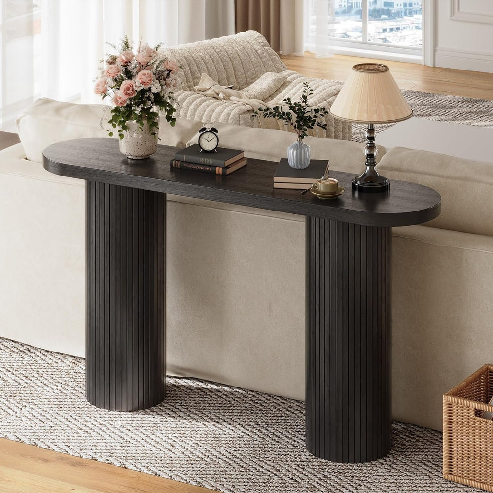 ONBRILL 55 Inch Fluted Entryway Table, Sofa Table Behind The Couch, Long Cons...
