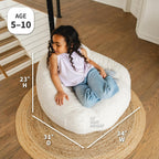 Big Joe Cloudberry Bean Bag Chair, Foam-Filled Structured Seat, Teddy Boucle, Icing, Kids
