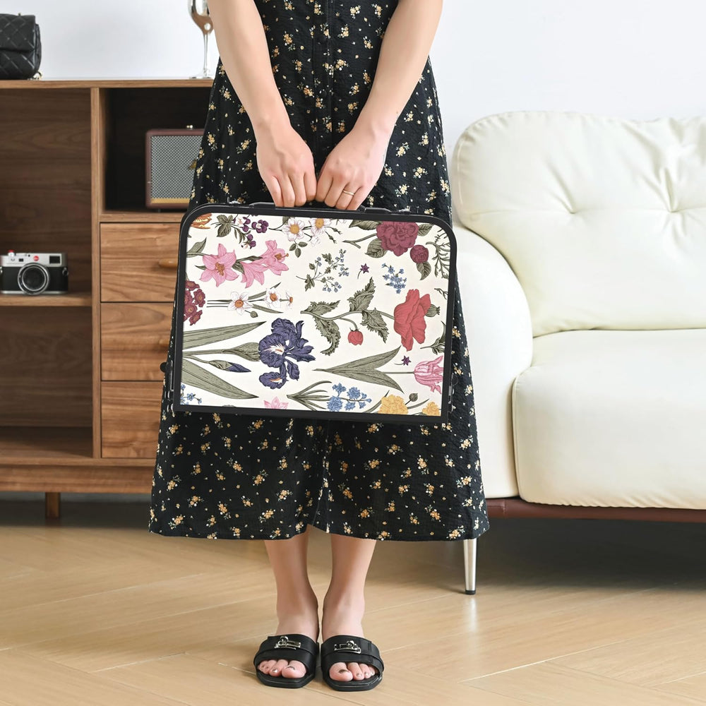 YihuiKo Small Camping Table, Vintage French Flowers Pattern Folding Table | A...