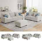 Legend Vansen Oversized Modular Sectional Sofa,U/L‑Shaped Reversible Couch with Ottoman,Deep Seat Plush Polyester Sofa for Living Room,6‑Seater,Cream
