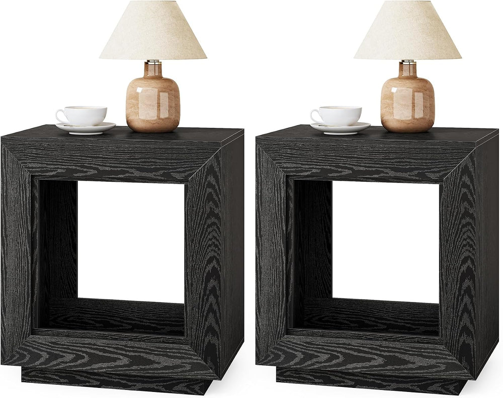 LITTLE TREE End Table with Storage, Wooden Square Side Table, Industrial Sofa...