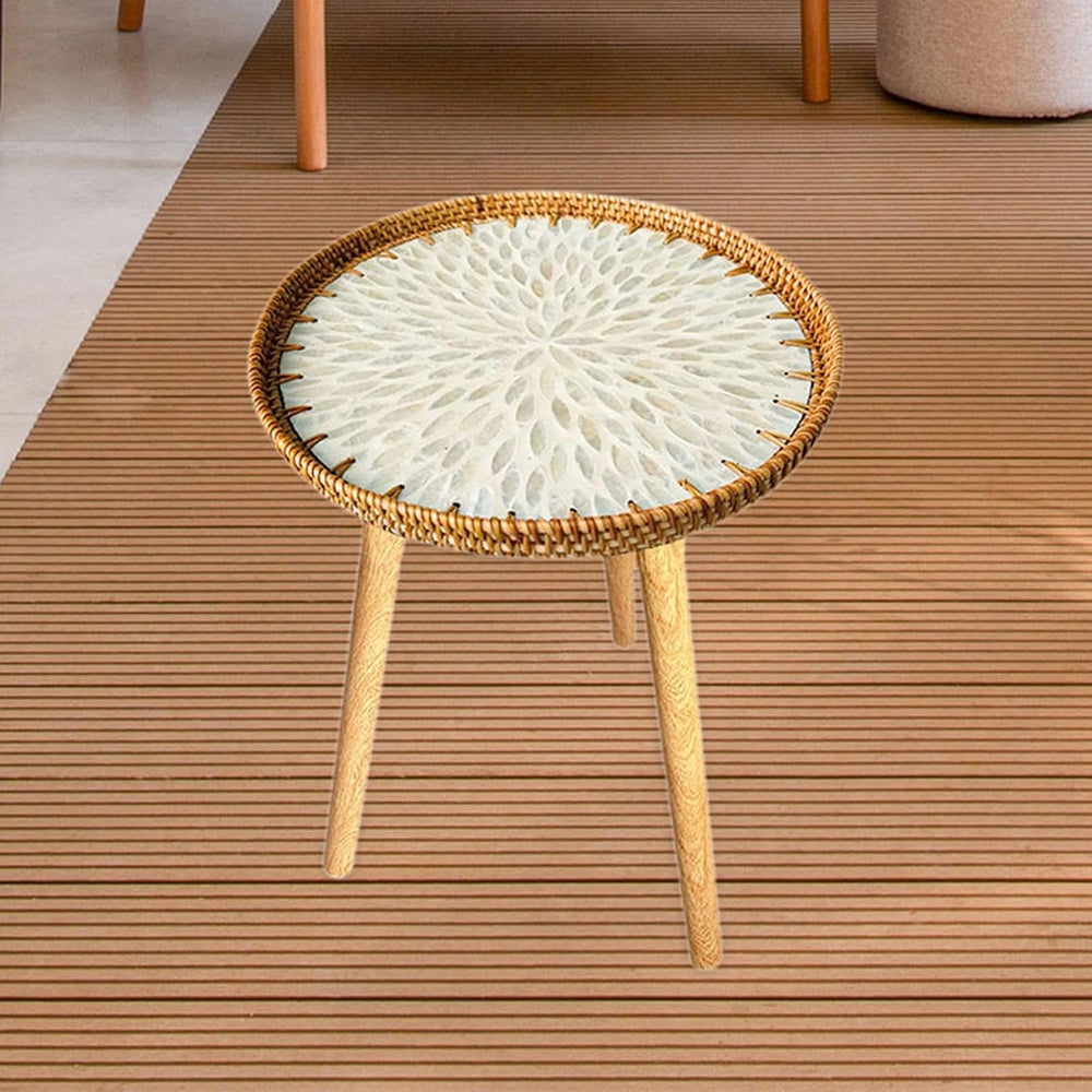 Shell Inlay Side Table, End Table, Home Decoration, Tea Table, Bedside Table ...