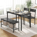 DUMOS Dining Table Set, Dining Table for 4 with Bench, Kitchen Table, Space-Saving Ideal 4-Person Set for Dining Room Kitchen Apartment Corner Black 4 Pack