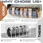 Targum Extra-Wide Belt Organizer for Large Buckles – 7-Compartment Clear Acrylic Belt Holder for Closet, Drawer & Dresser Storage
