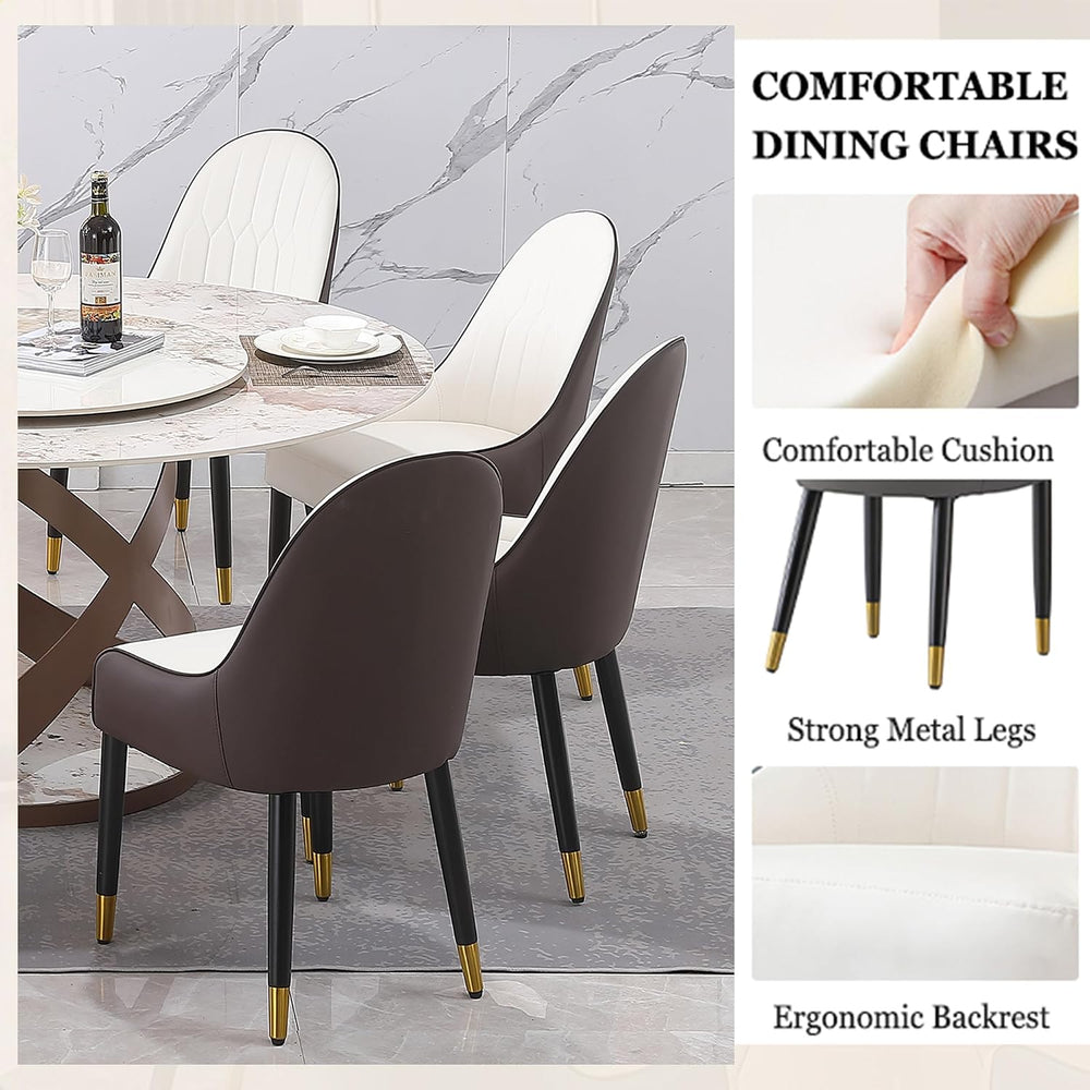 Modern Dining Chairs Set of 2, PU Cushion Accent Side Leisure Chairs with Mid...