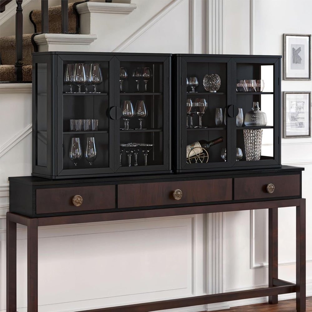 FIMELLO 28’’W Wall Cabinet with Tempered Glass Doors, Bathroom Cabinet Wall M...