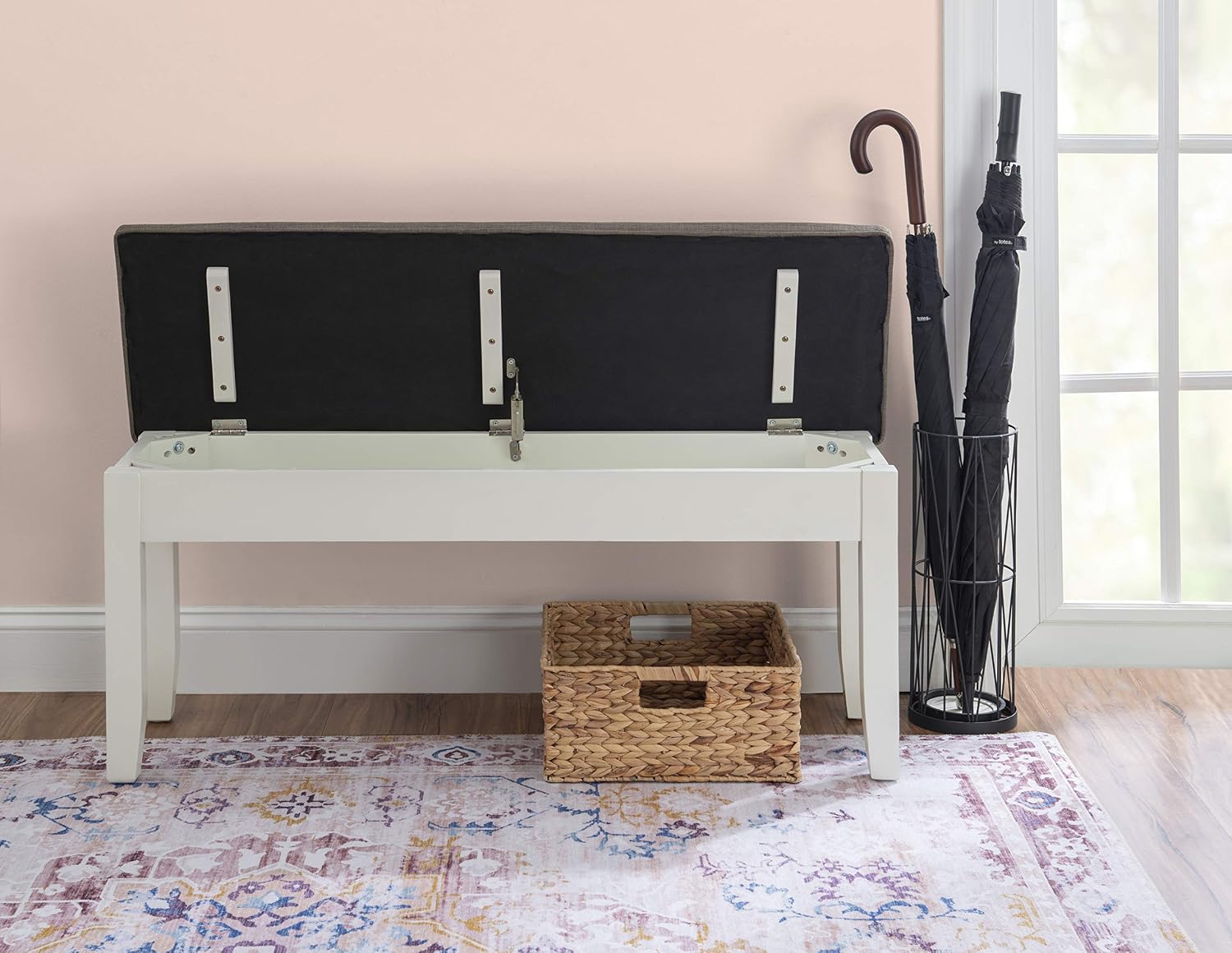 Powell Furniture Jane Storage, Antique White Dining Bench,