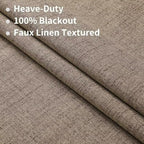 Joydeco Natural Linen Curtains 120 inch Length 2 Panels Set Burg 100% Blackout Patio Door Curtain Room Darkening Sliding Door Curtains Thermal Insulated Back tab Rod Pocket(105x120 inch, Linen)