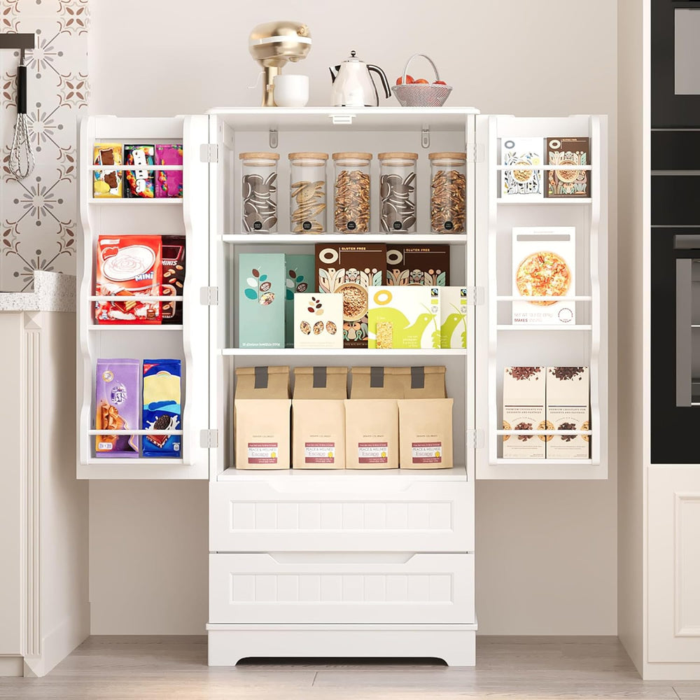 Gizoon Kitchen Pantry Cabinet with Drawers for Ding Room, 47" Small Food...