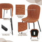 Dining Chair Set of 4, Upholstered PU Leather Seat with Black Metal Legs,Modern Comfortable Kitchen Chair, Curved Backrest Dining Chair for Dining Room Living Home(Mid-Century Brown)