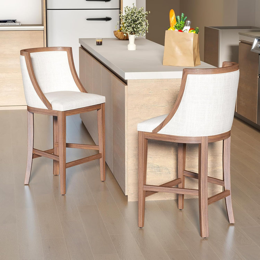 Kmax 26” Counter Height Bar Stool Set of 4, Farmhouse Upholstered Fabric Bars...