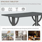 HomSof 6-Piece Retro Rectangular Dining Table Set, Table with Unique Legs and 4 Upholstered Chairs & 1 Bench for Dining Room and Kitchen, Gray Wash