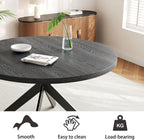 Zerifevni 45.3" Round Dining Table Set for 4, Wooden Round Dining Table with Chairs for 4-6 Person, w/Metal Legs, Coffee Table for Kitchen Dining Room, Living Room, Office